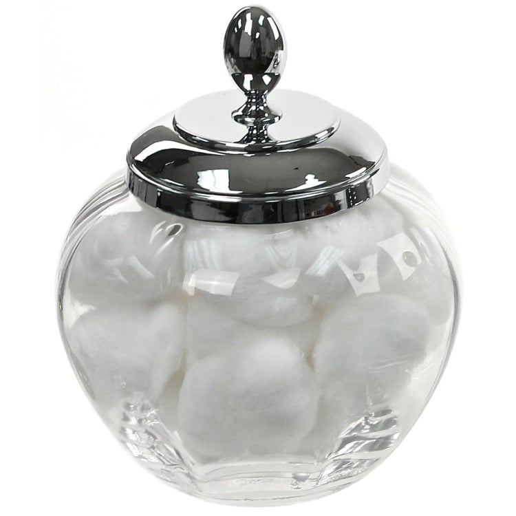 Windisch 88477-CR Round Clear Crystal Glass Cotton Ball Jar